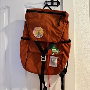 Topo Designs Rust Backpack with Artistic Patches